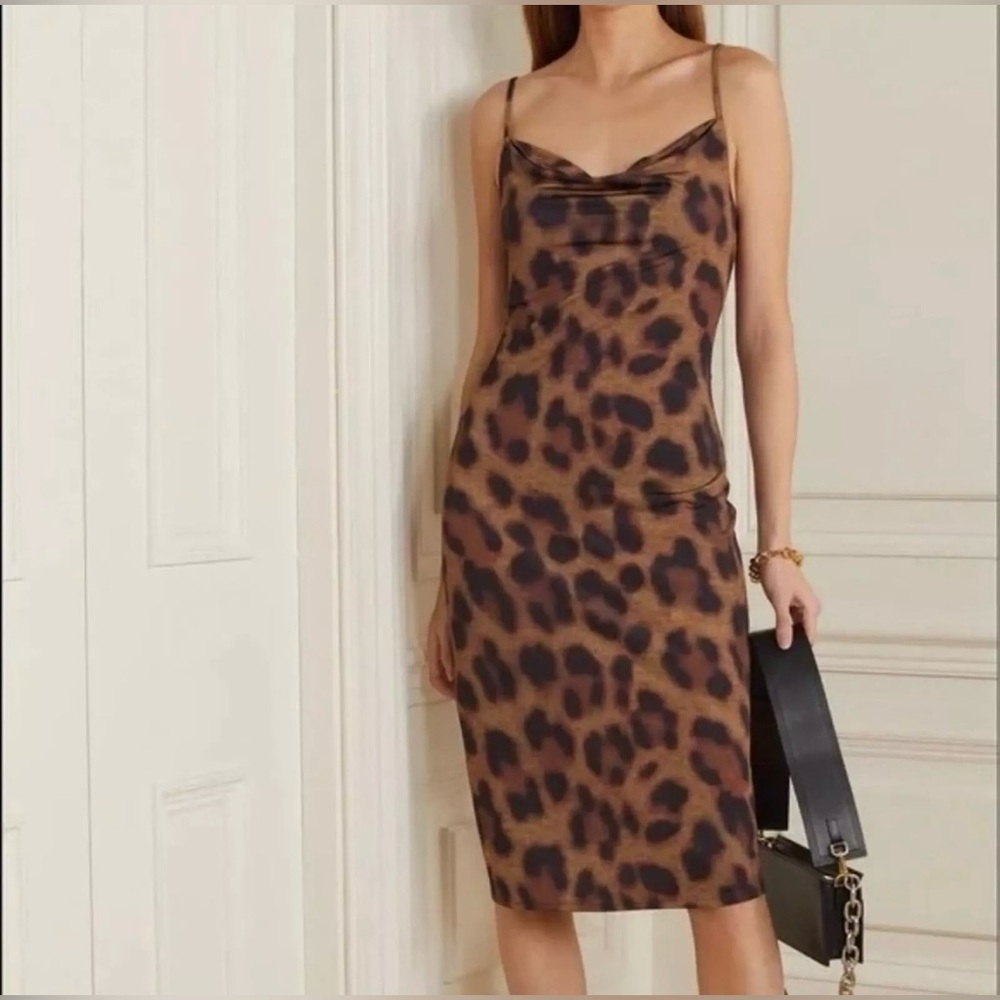 L’agence Cowl Neck Leopard Slip Dress - Picture 5 of 10